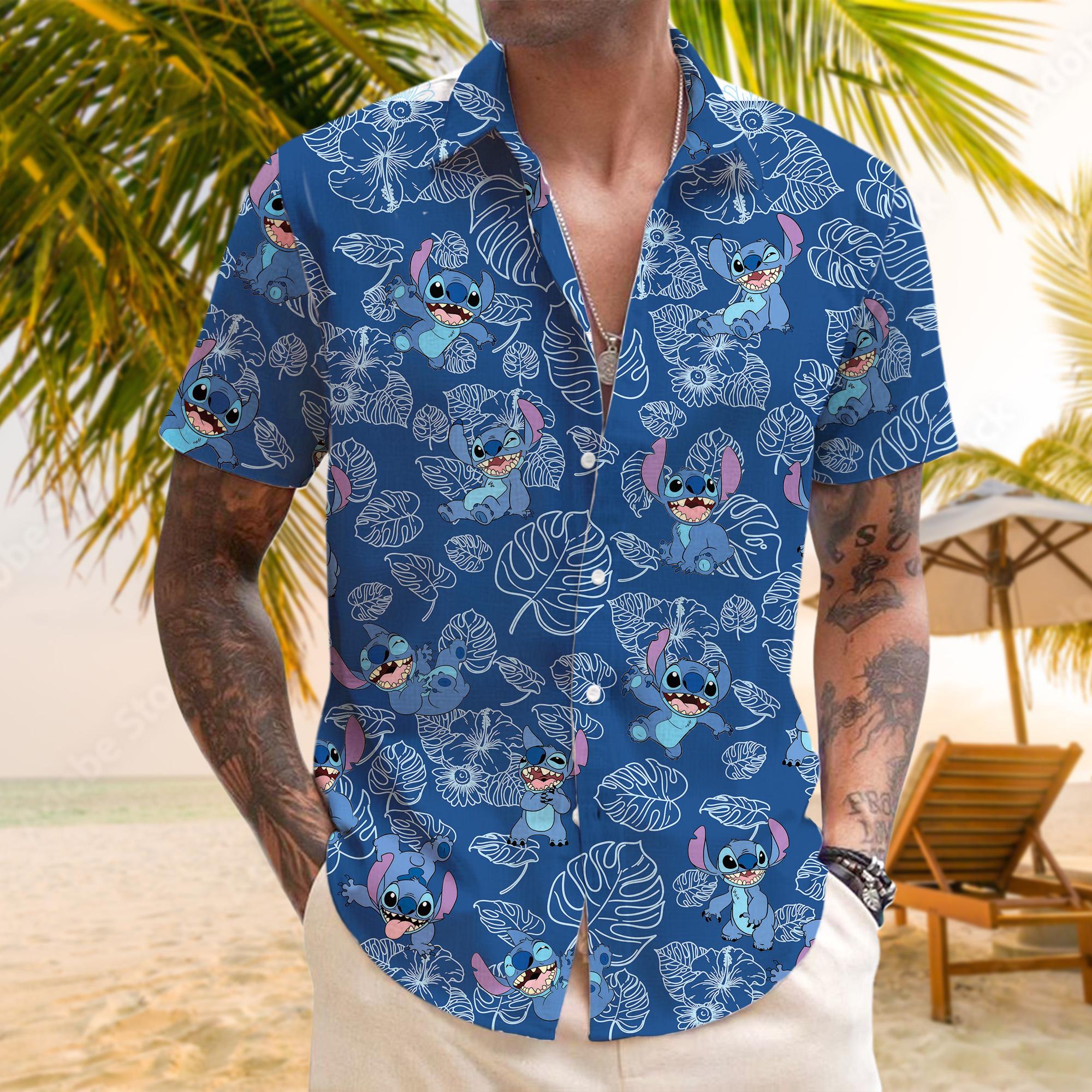 Discover Stitch Hawaiian Shirt, Stitch Summer Shirt, Lilo Stitch Hawaiian Shirt, Disney Beach Shirt, Stitch Button Up, Disneyland Trip Shirt
