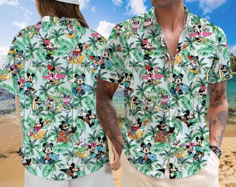 Mickey and Friends Hawaiian Shirt, Disney Summer Hawaiian Shirt, Disney Beach Shirt, Disney Palm Tree Shirt, Mickey Hawaiian Shirt