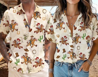 Disney Toy Story Hawaiian Shirt, Toy Story Western Country Hawaiian Shirt, Disney Summer Shirt, Western Hawaiian Shirt, Toy Story Button Up