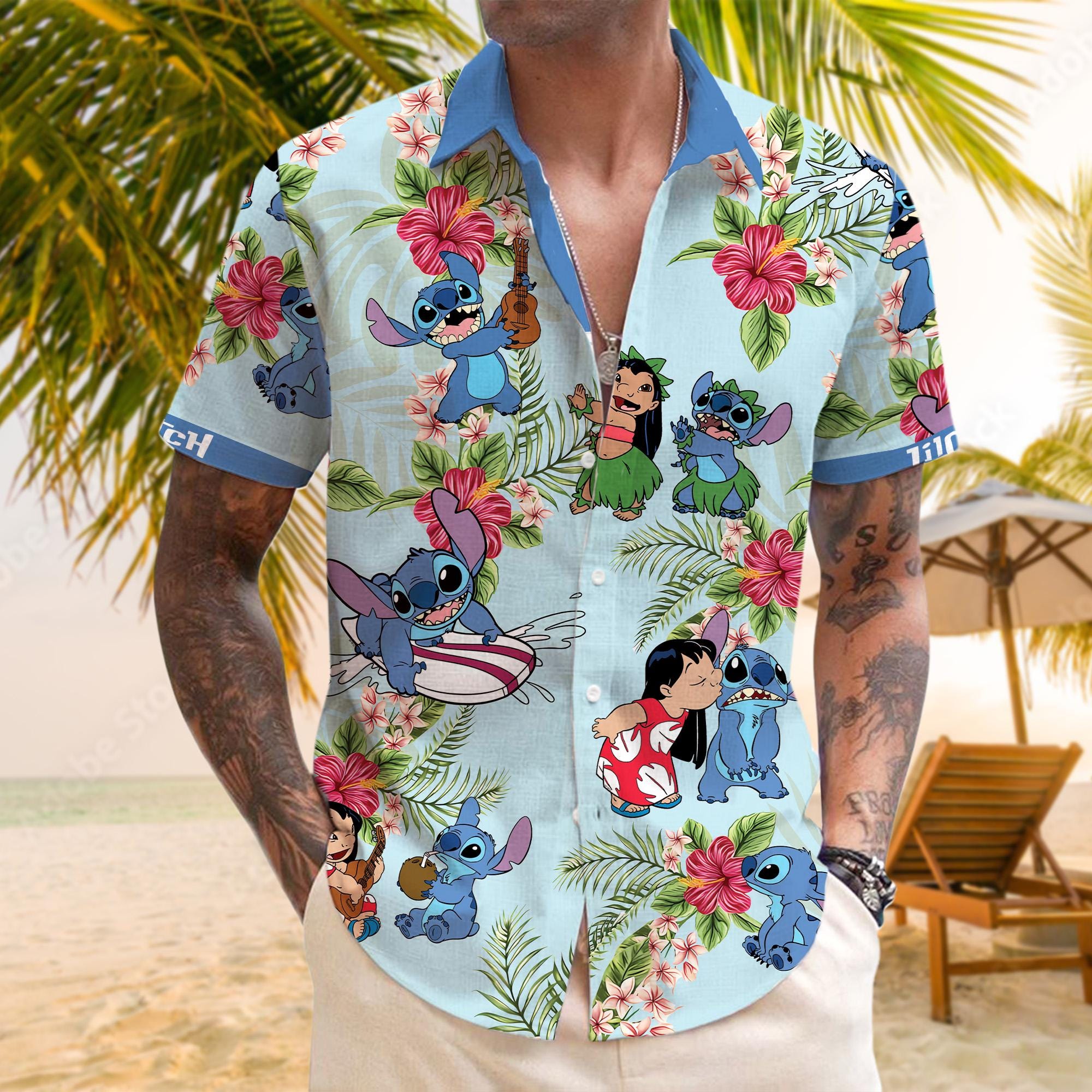 Discover Disney Lilo and Stitch Hawaiian Shirt, Stitch Hawaiian Shirt, Disney Beach Shirt, Stitch Summer Shirt, Stitch Button Up