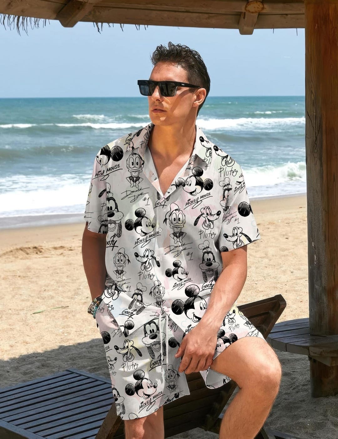Disney Mickey and Friends Signature Hawaiian Shirt, Mickey Pluto
