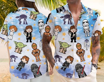 Star Wars Hawaiian Shirt, Star Wars Characters Shirt, Disney Star Wars Watercolor Shirt, Star Wars Summer Shirts, Star Wars Button Up
