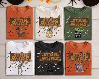 Camiseta retro de Halloween de Star Wars, camiseta de Halloween de personajes de Star Wars, camiseta de Halloween de Disney, camiseta de fiesta de Halloween 2025, camiseta de Star Wars