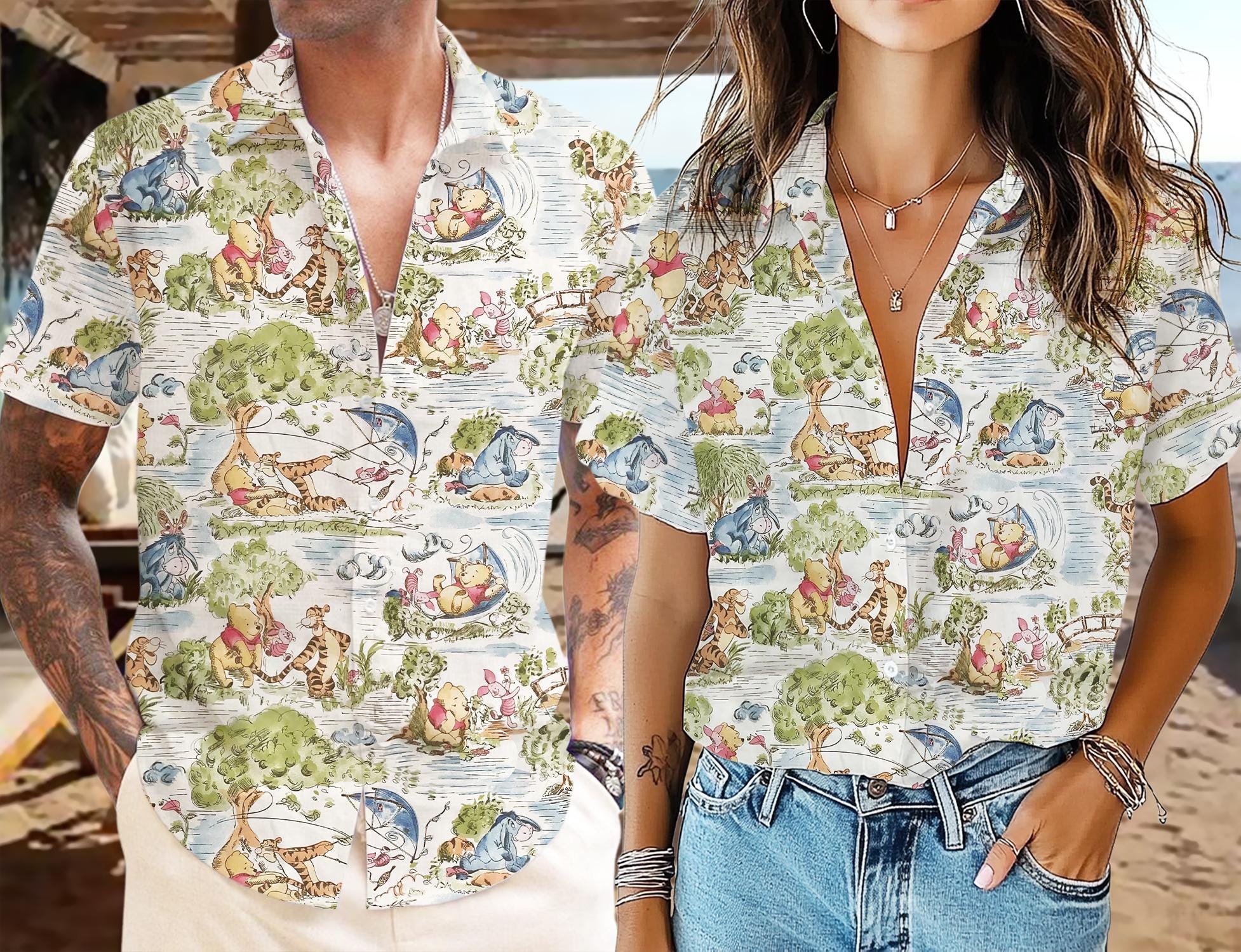 Discover Winnie the Pooh Hawaiian Shirt, Disney Hawaiian Shirt, Pooh and Friends Shirt, Hundred Acre Wood Shirt, Pooh Aloha Shirt, Pooh Bear Shirt