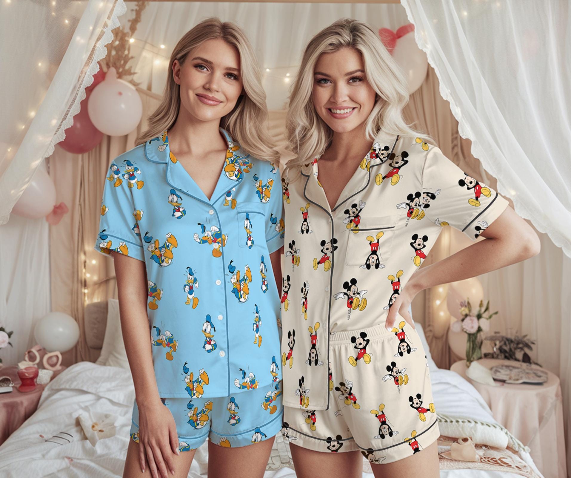 ディズニー ミッキー＆フレンズ サテン パジャマセット、ディズニー