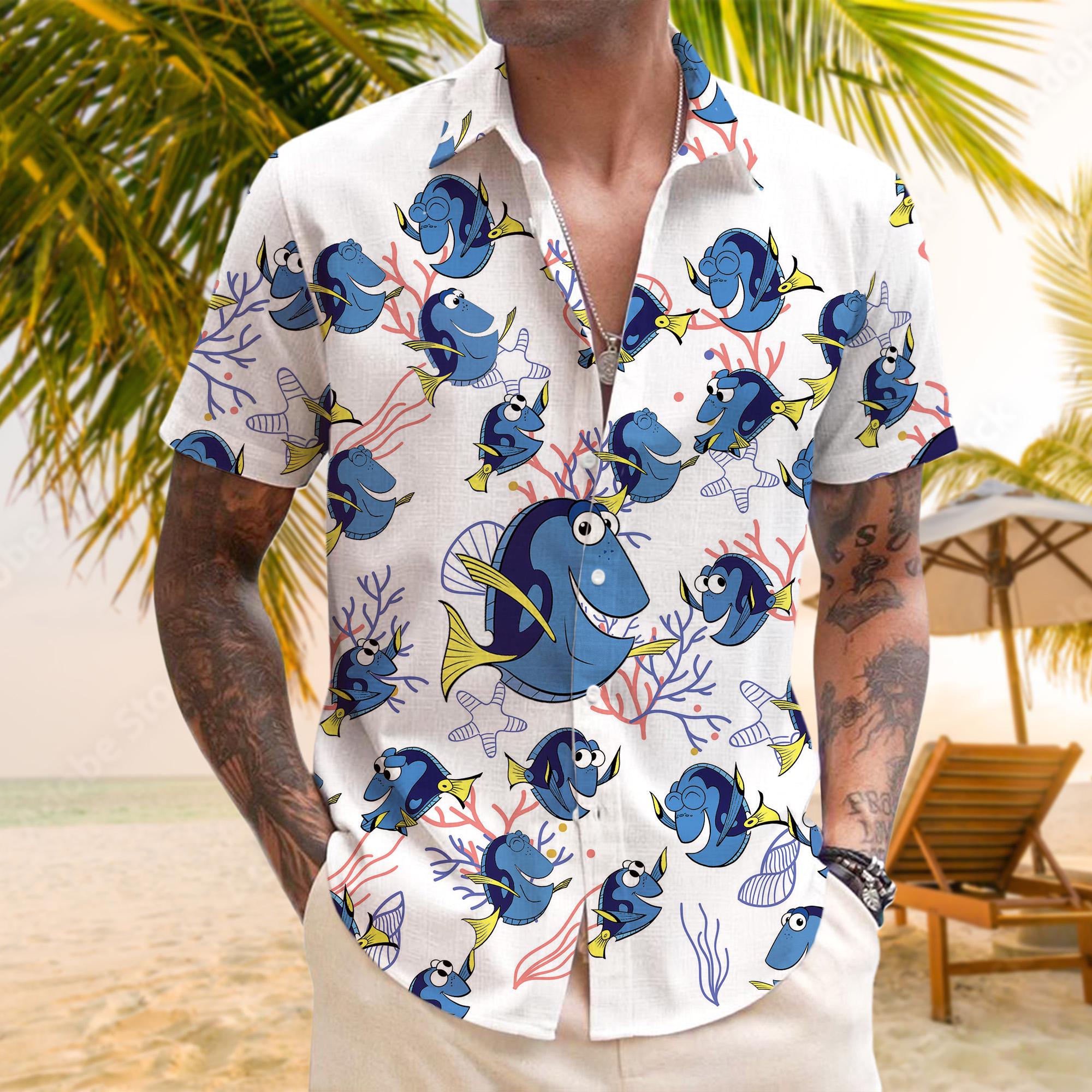 Discover Disney Finding Nemo Hawaiian Shirt, Finding Dory Button Up, Disney Couple Summer Shirt, Pixar Characters Shirt, Disney Movie Shirt