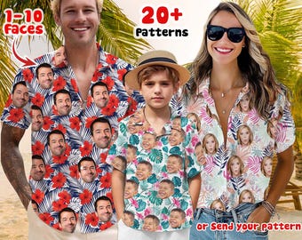 Personalize Hawaiian Shirt with Face, Custom Hawaiian Shirt for Men Women, Custom Face Shirts, Hawaiian Shirt for Logo, Family Gift