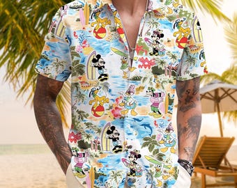 Disney Beach Hawaiian Shirt, Disneyland Hawaiian Shirt, Mickey and Friends Hawaiian Shirt, Disney Summer Shirt, Mickey Hawaii Shirt