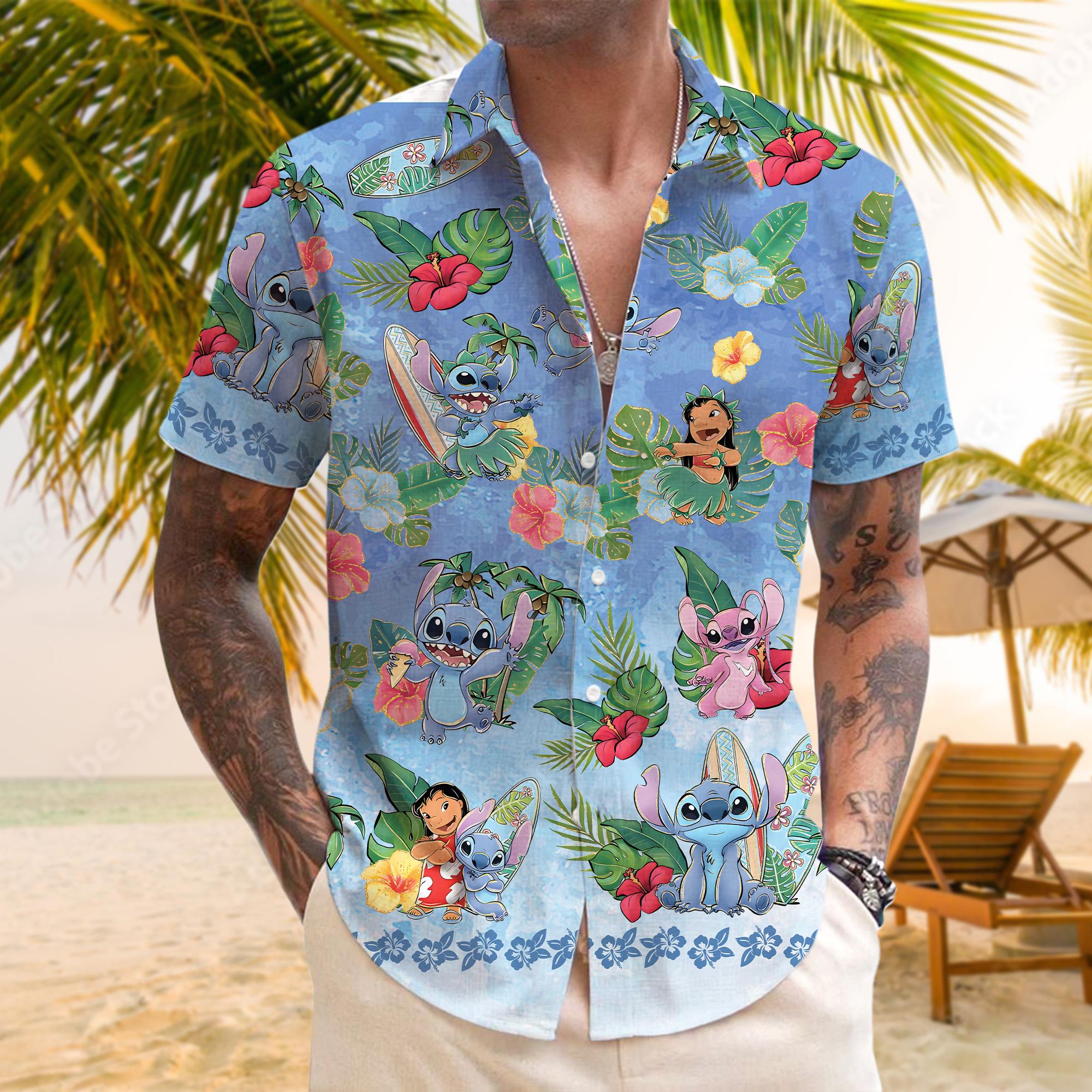 Discover Lilo and Stitch Hawaiian Shirt, Stitch Hawaiian Shirt, Disney Beach Shirt, Stitch Summer Shirt, Disney Trip Shirt, Stitch Button Up