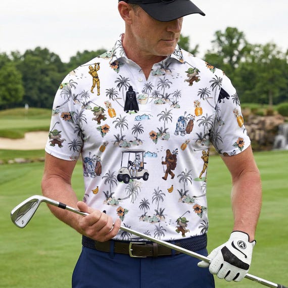 Star Wars Golf Polo Shirt, Disney Golf Shirt, Funny Darth Vader Yoda Chewbacca Golfing Shirt,Funny Disney Golf Shirt,Golf Lover Gift for Men
