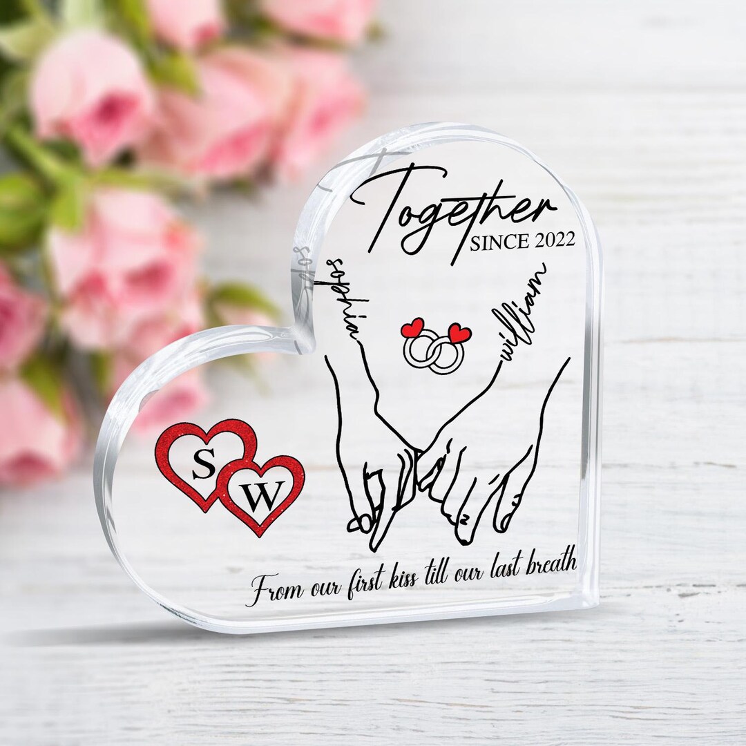 Personalized From Our First Kiss Till Our Last Breath Heart Sign Acrylic Plaque, Anniversary Gift, Mothers Day Gift, Gifts For Grandma - Israel