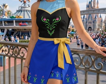 Anna Inspired Dress, Frozen Princess Bounds Skirt, Arendelle Cosplay Romper, Cute Cartoon Outfit, Theme Park Dress, Women Summer Skirt