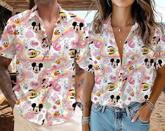 Disney Summer Hawaiian Shirt, Disney Summer Button Up, Mickey and Friends Hawaiian Shirt, Disney Beach Shirt, Mickey Hawaii Shirt