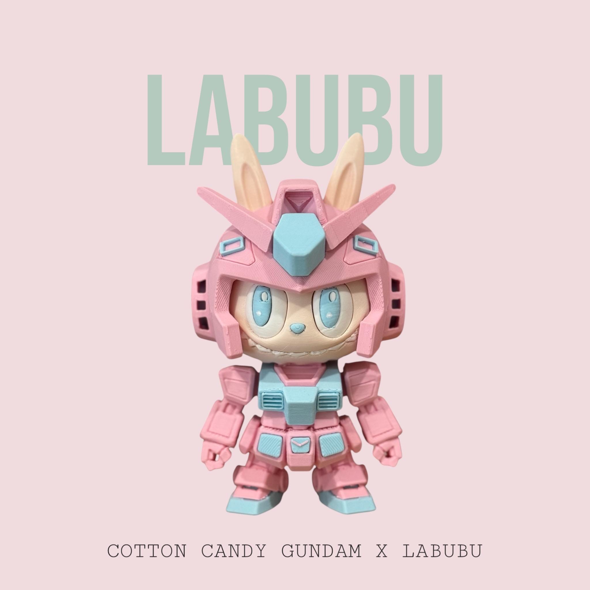 Pink Gundam X Monster Figure: 3D Printed Mecha Bunny, Handmade in