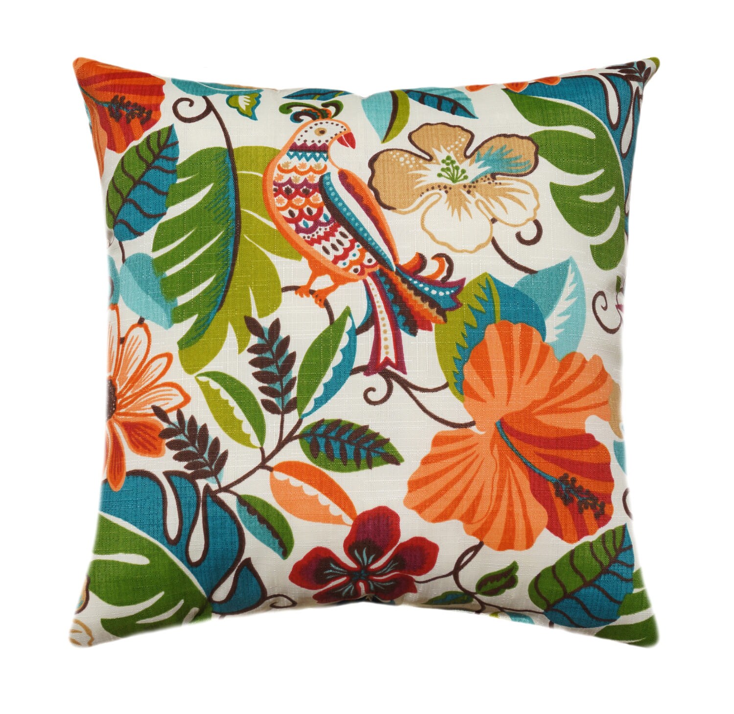 Red Orange Tropical Outdoor Throw Pillow Green Aqua Teal Etsy