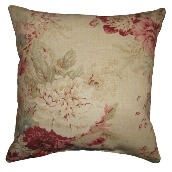 Floral Throw Pillow - Waverly Ballad Bouqet Crimson Floral Decorative Pillow Free Shipping