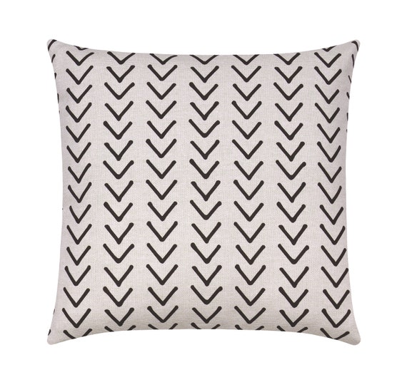 Boho Decor Boho Ink Flax Throw Pillow Black And Natural Stuffed Throw Pillow Arrow Head Accent Pillow Bohemian Throw Pillow Free Ship