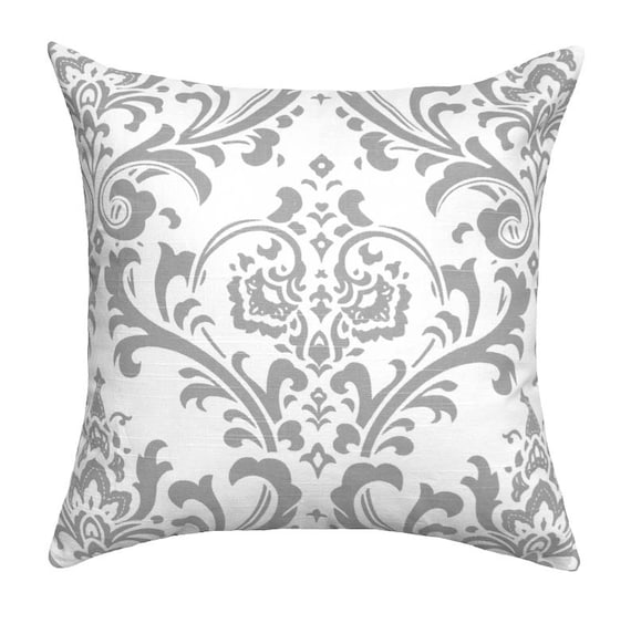 Items similar to Gray Damask Throw Pillow Traditions Storm Gray