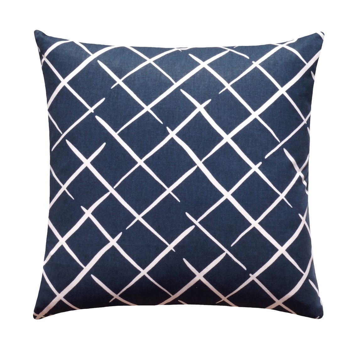 Navy Pillow Lattice Throw Pillow Navy and White Toss Pillow Etsy