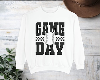 Game Day Baseball Sweatshirt | Sports Graphic, Checker Accent