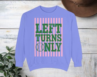 Left Turns Only sweatshirt | Pink Stripes, Baseball Graphic