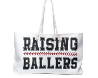 Raising Ballers Weekender Bag | Baseball Mom Tote, Sports Travel Bag