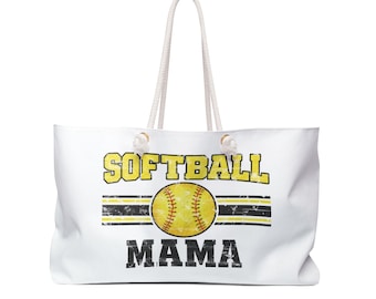 Softball Mama Weekender Bag | Sports Tote, Yellow Softball Graphic