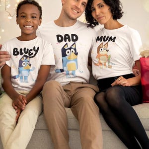 Custom Bluey Family Shirt, Bluey Mom Shirt, Bluey Dad Sweatshirt, Bluey Birthday Party Shirt, Bluey Era Shirt, Cartoon Movie Shirt