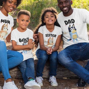 Custom Bluey Family Shirt, Bluey Mom Shirt, Bluey Dad Sweatshirt, Bluey Birthday Party Shirt, Bluey Era Shirt, Cartoon Movie Shirt