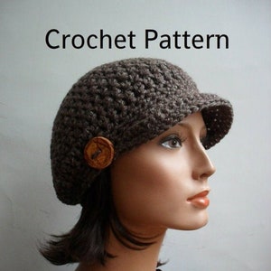 Crochet Easy Brimmed beanie, newsboy hat, seamless hat Pattern, PDF, digital pattern, beginner hat, crochet slouchy cap, market make, fast