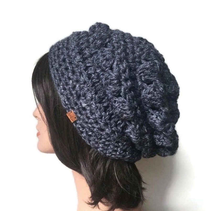 crochet chunky slouchy hat pattern, Pdf, market make, easy hat pattern, 2 in 1 pattern, fast crochet hat pattern, button hat, thick hat image 6