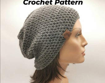 Crochet pattern, Easy slouchy Beanie, PDF, brimless beanie, 2 in 1 design, chunky, digital download, permission to sell, market hat design