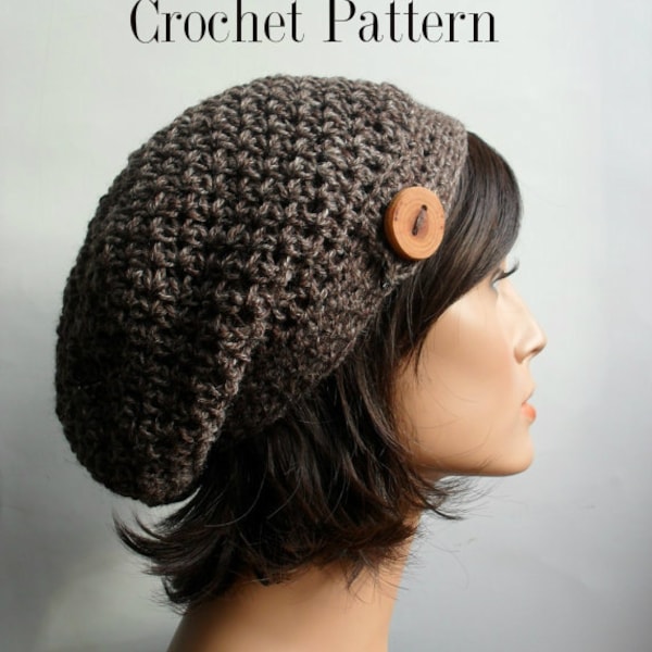 Crochet seamless Slouchy Hat written Pattern Easy PDF