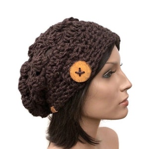 crochet chunky slouchy hat pattern, Pdf, market make, easy hat pattern, 2 in 1 pattern, fast crochet hat pattern, button hat, thick hat image 3