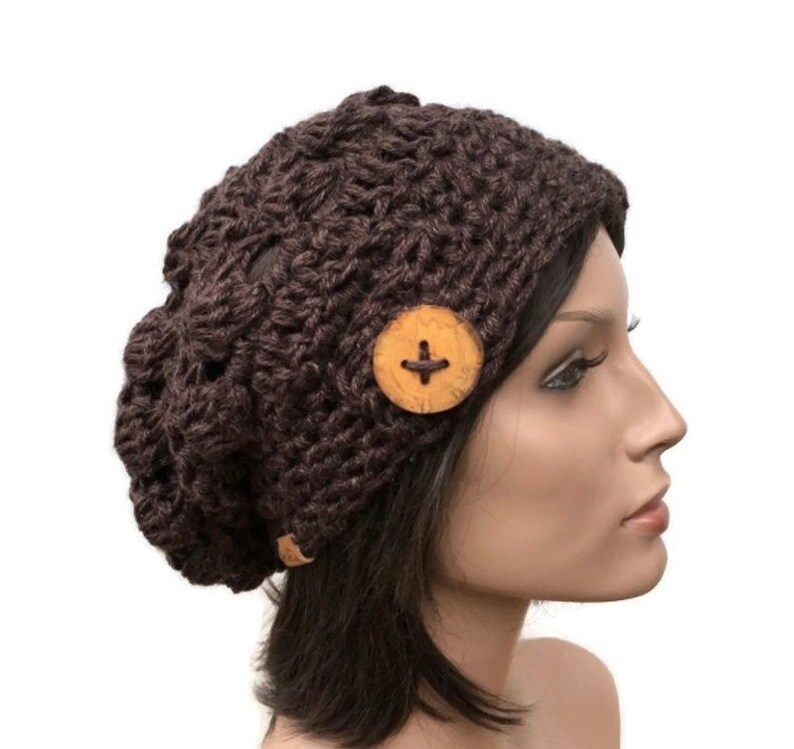 crochet chunky slouchy hat pattern, Pdf, market make, easy hat pattern, 2 in 1 pattern, fast crochet hat pattern, button hat, thick hat image 3