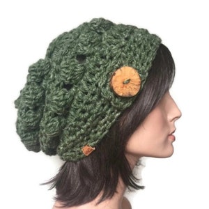 crochet chunky slouchy hat pattern, Pdf, market make, easy hat pattern, 2 in 1 pattern, fast crochet hat pattern, button hat, thick hat image 1