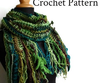 Bohemian Rag Scarf Crochet Pattern tutorial, diy sari silk scarf, striped scarf, funky crochet, festival wear