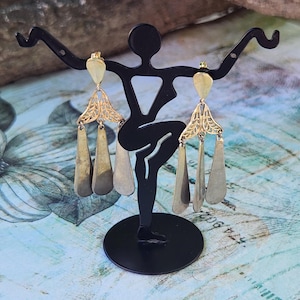 Vintage 70s Gold Drop Earrings: Pierced Statement Dangle Jewelry