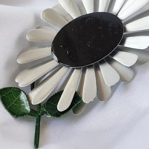 Vintage 1960s Flower Power Brooch – Hand-Painted Metal Floral Pin, Mod Retro Statement Jewelry