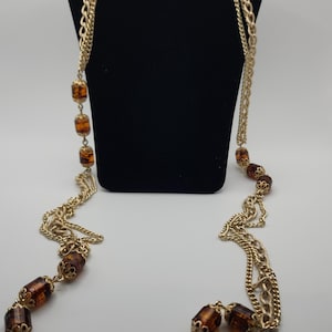 Vintage Sarah Coventry Gold Tone Chain Necklace – 1970s Signed Costume Jewelry – Retro Statement Necklace – Gift for Her