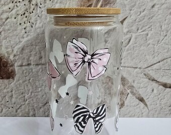 Black Pink Bows 16 0z