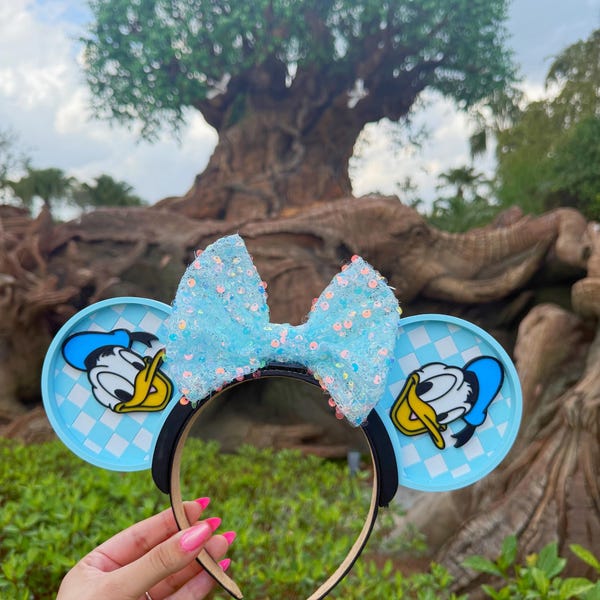 Checkered Donald Duck Inspired Disney Interchangeable Ears - Maddies Magical Prints