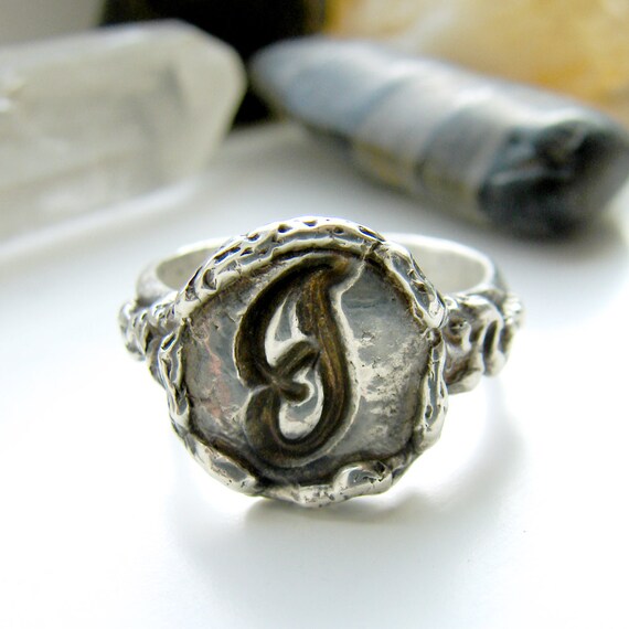 Items similar to Monogram Wax Seal Ring. Sterling Silver Initial Ring