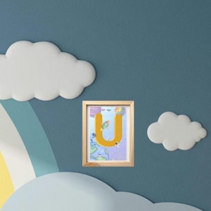 Decoración de pared habitación infantil letra U, para imprimir tú mismo