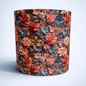 Floral drum Lamp shade 30cm Vintage Rose Pattern Blue Pink Handmade Lighting