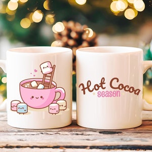 Hot Chocolate PNG, Cozy Season Png, Christmas Gifts idea, Hot Cocoa png, Mug Sublimation Design, Instant Digital Download, Pink Christmas