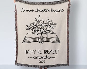 Personalized Retirement Floral Blanket Gift For Women, Retired Blanket For Teacher, Nurse, Boss Or Coworker, Officially Retired Gift For Her