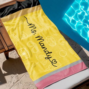 Summer Teacher Gift, Personalized Teachers Gift, Beach Towel Teacher Appreciation, Custom Pool Towel, Custom Teacher Gift for Her Retirement