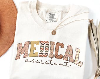 Medical Assistant Comfort Colors Shirt, Floral MA tshirt, Fall Nurse Appreciation Gift, Healthcare Worker Top, Graduation Gift For Nurse Tee