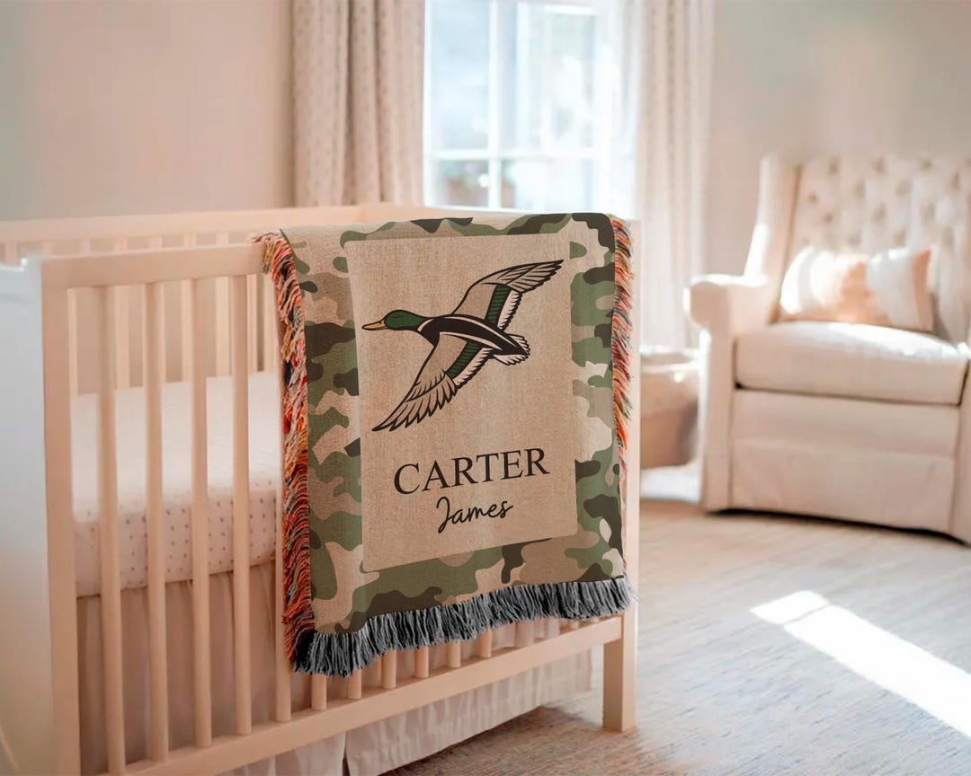 Personalized Mallard Duck Woven Throw Blanket With Name, Hunting Baby ...